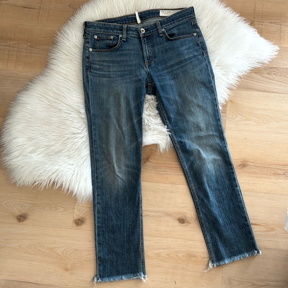 rag & bone Straight Leg Blue Jeans
